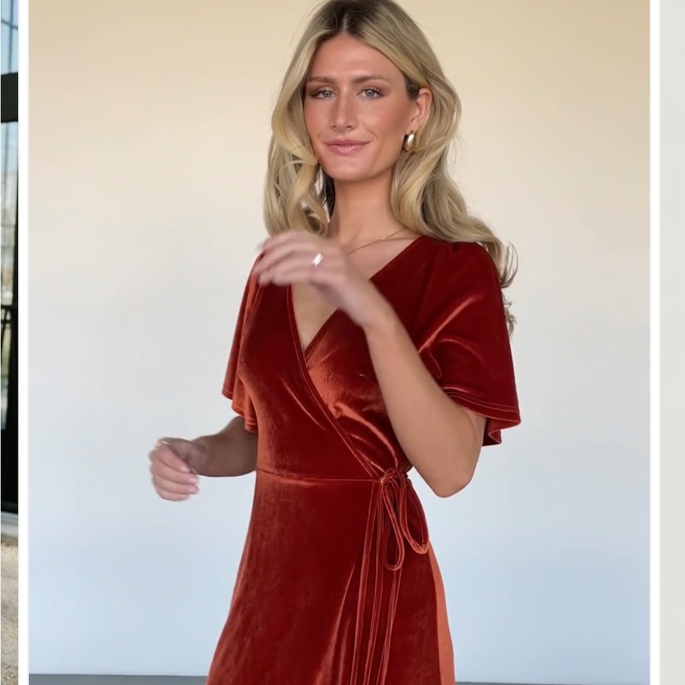 Baltic Born Rust Velvet Wrap Maxi Dress - Picture 5 of 9